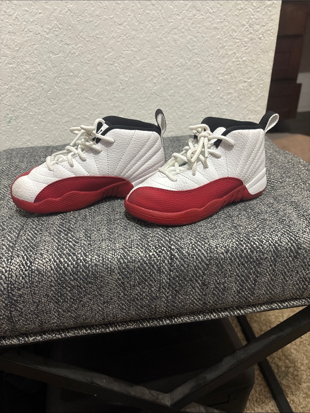 Jordan Kids White and Red High-Top Sneakers